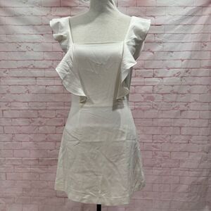 White Ruffle Sleeve Dress Square Neck Sleeveless Mini Party‎ Cocktail